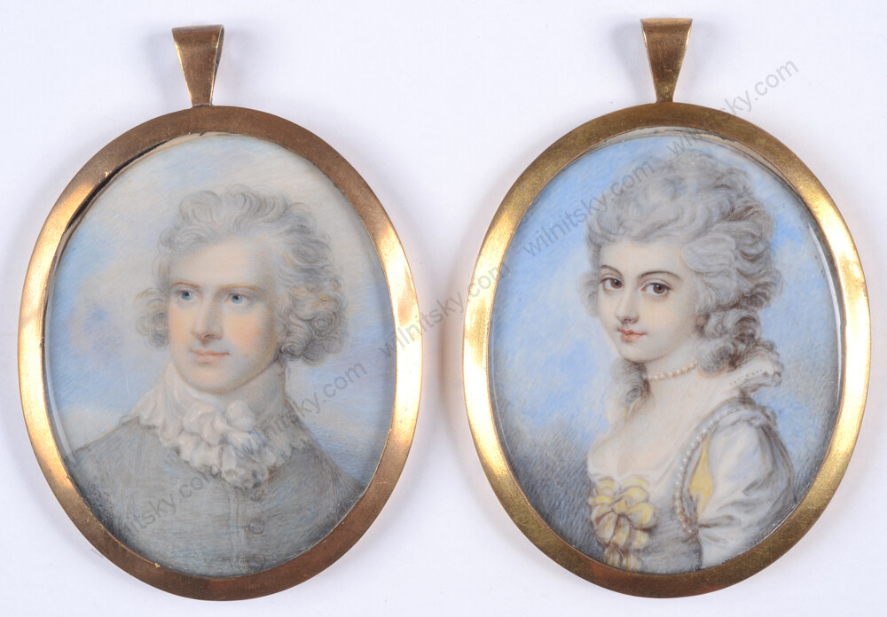 Richard Cosway-Attrib. «Young aristocratic couple», two high quality miniatures