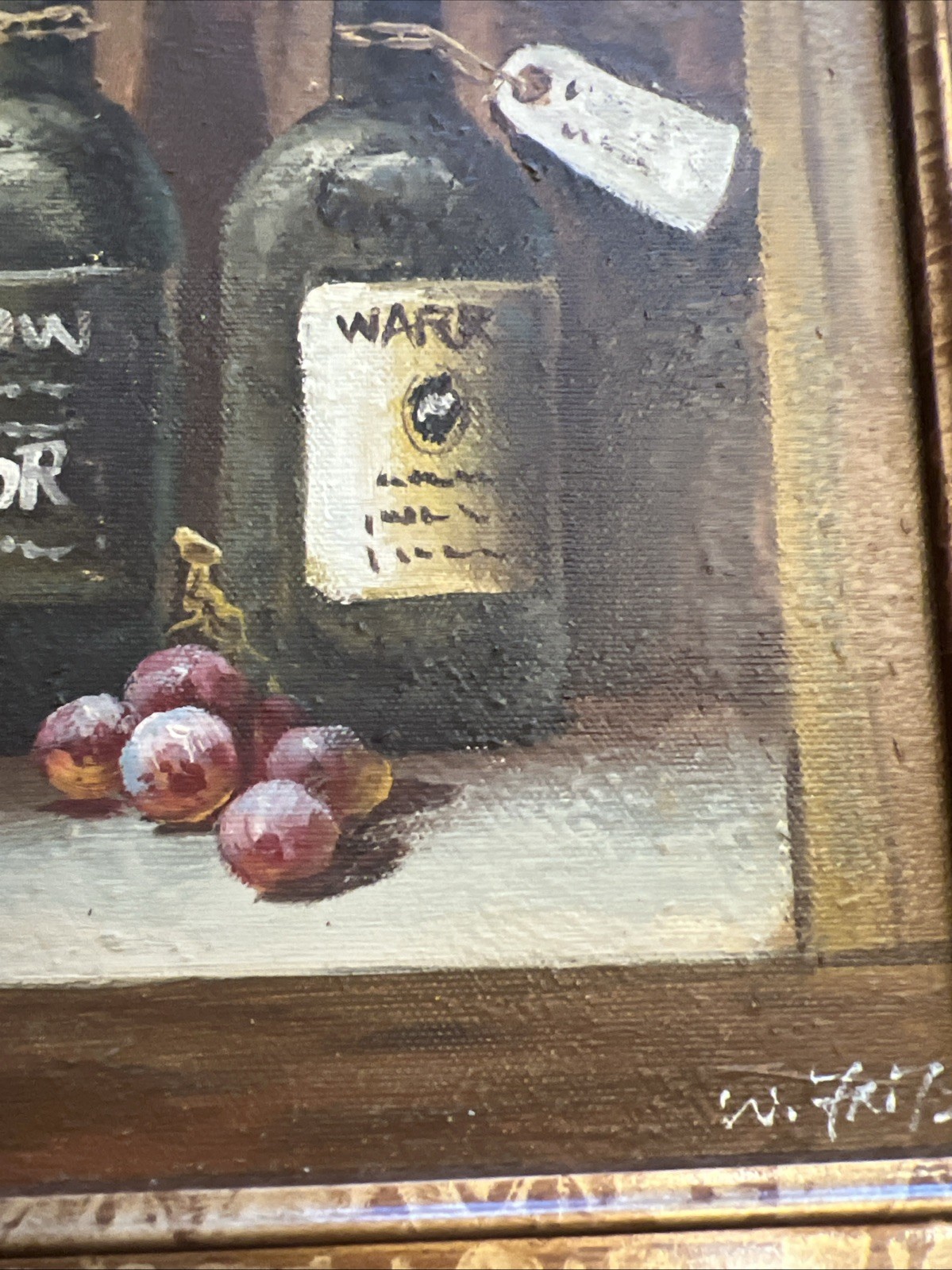Original Oil Painting – Wine, Framed, W. Fritz Artist