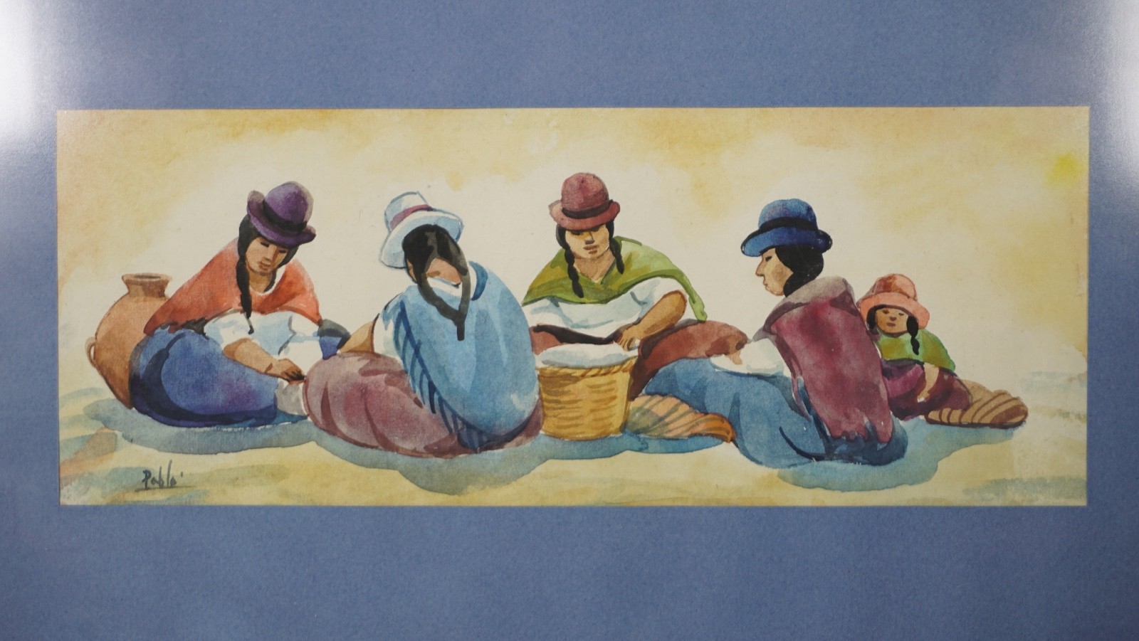 A Peruvian watercolor painting – framed and signed by artist