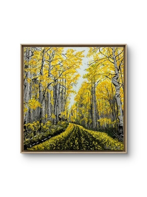 Original Impressionism Fall Country Road 10×10 Canvas Signed Painting