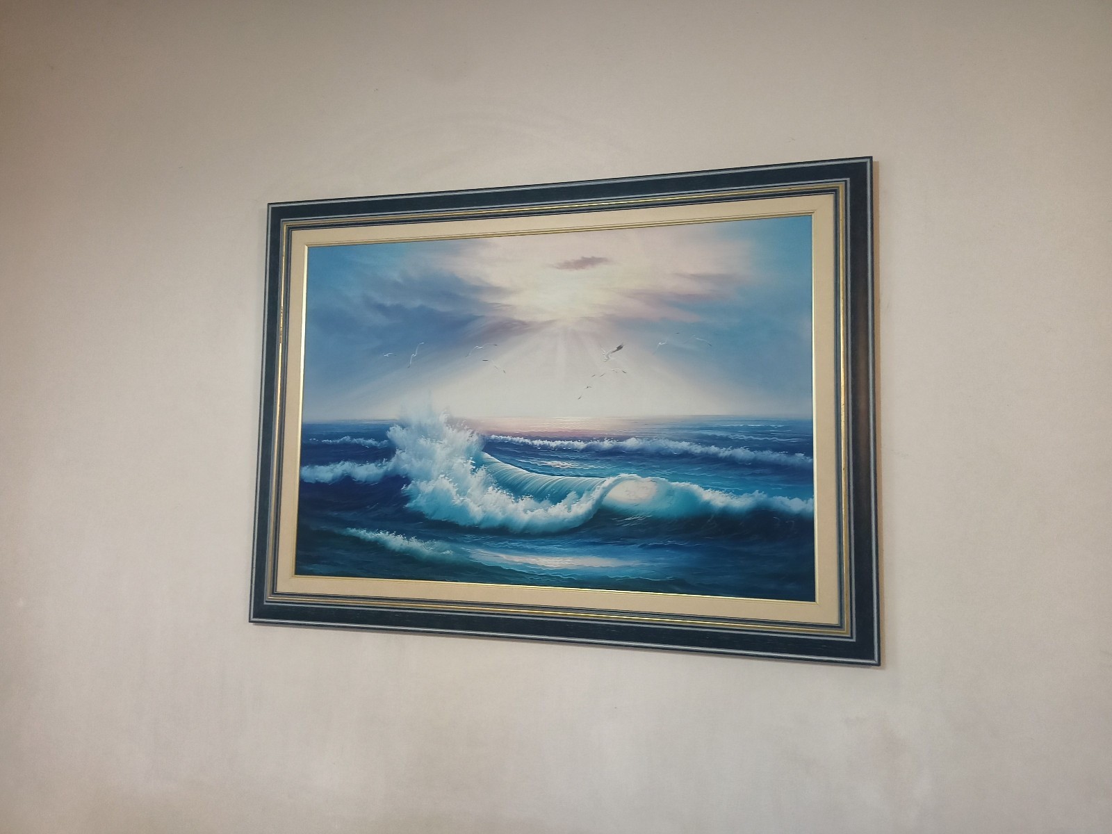 Seascape Sea Ocean Waves Large Oil Painting Canvas Sun Set Rise Contemporary Art