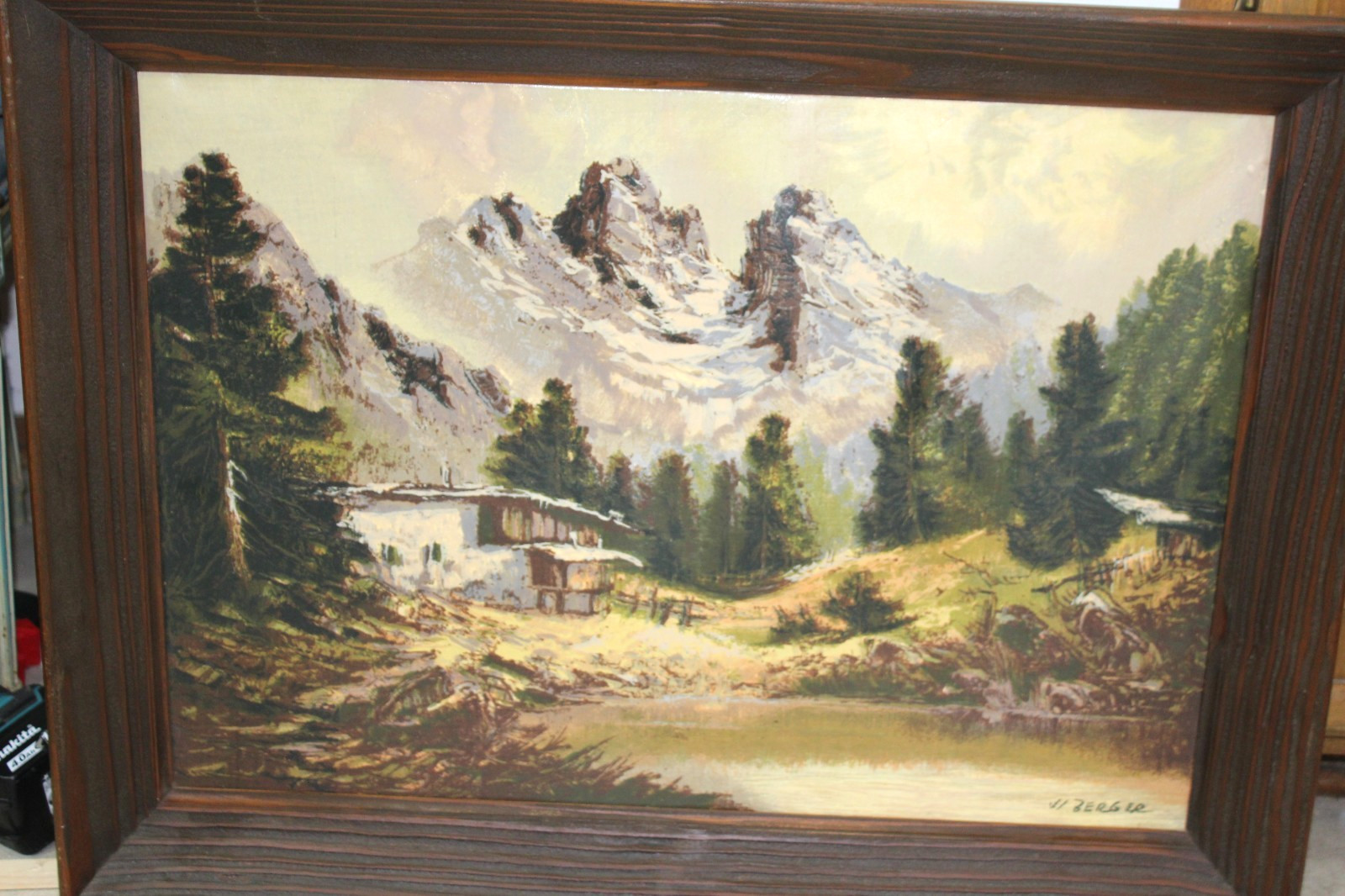 Antique Original Oil Painting on Canvas by W. Berger Spanish 1912 Landscape