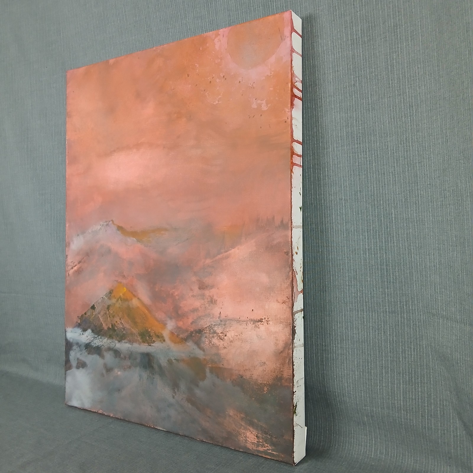Original Painting on Canvas Haunting Mountain Wildfire Landscape Moody Aesthetic