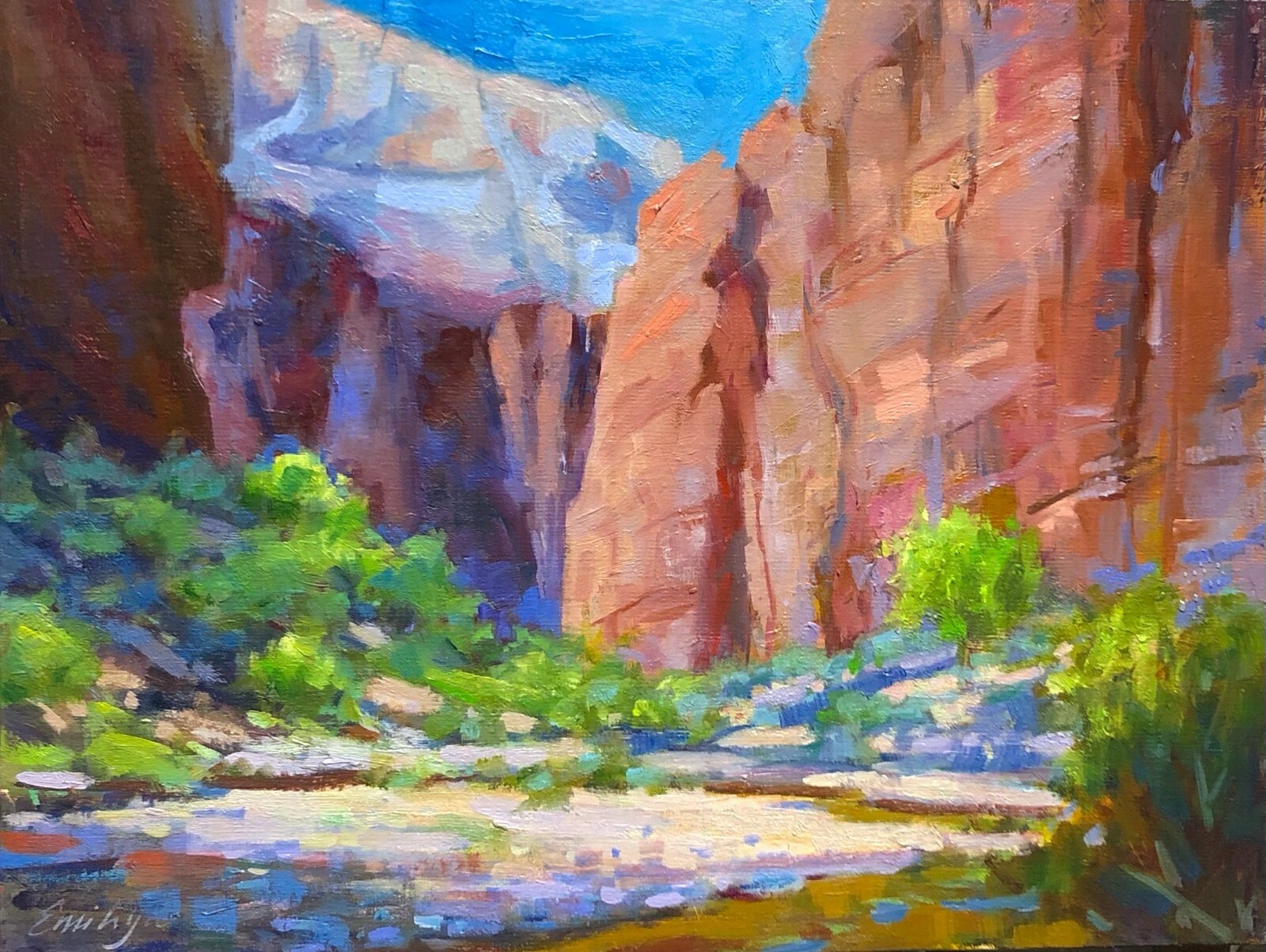 Zion National Park Original Oil Painting Mountain Landscape Impressionist Art