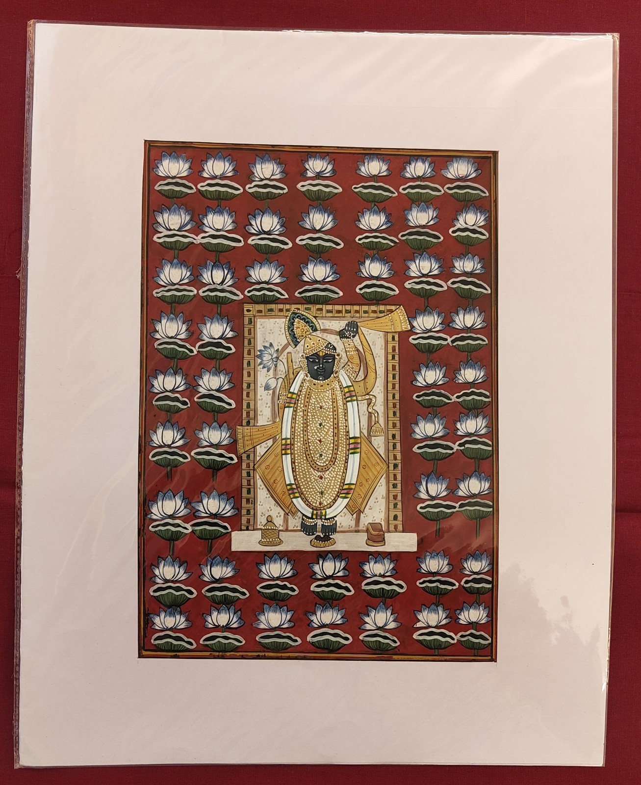 Handmade Shreenath Ji Original Pichwai Rajasthani Miniature Painting on Paper