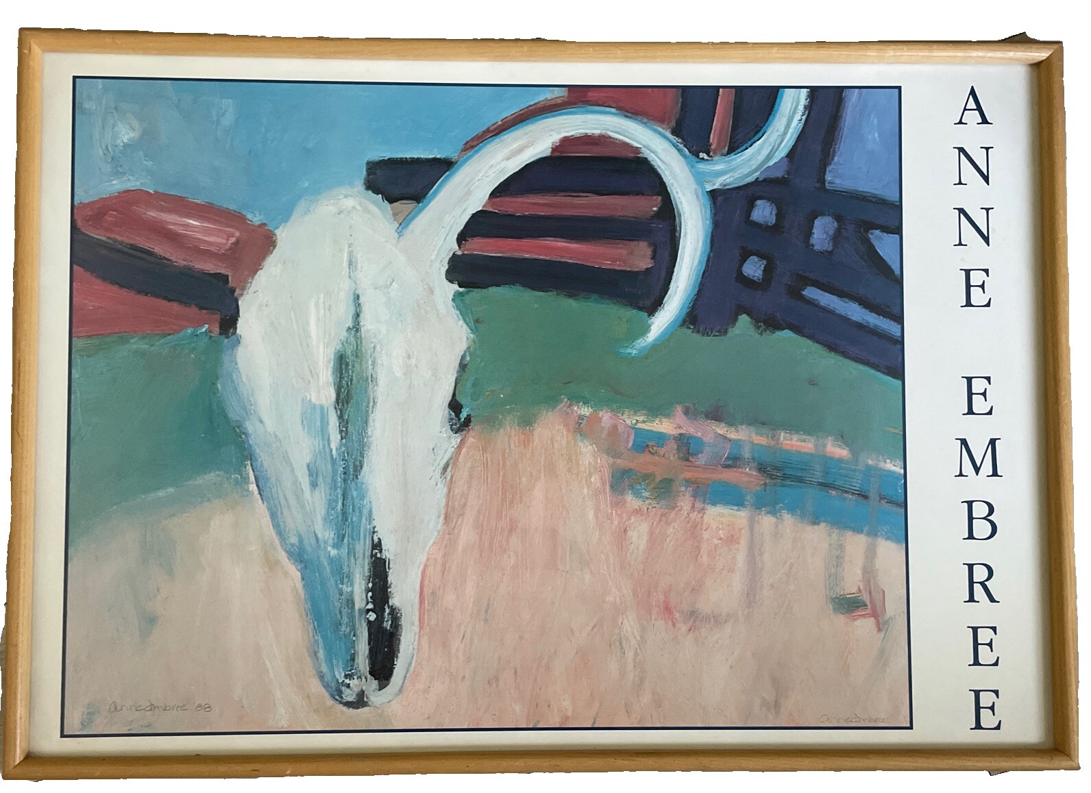 Rare Anne Embree Wildlife Painting Artist Double Signed 28″X40″