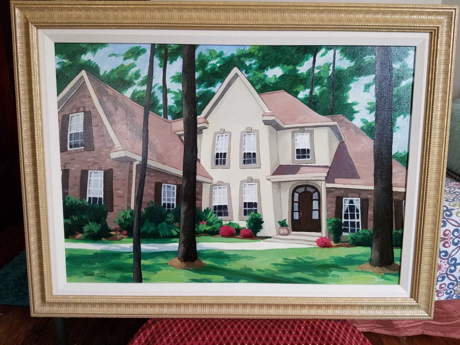 Early GEORG WILLIAMS OF NEW ORLEANS, LA OIL PAINTING 36-3/4 X 27-1/2 FRAMED