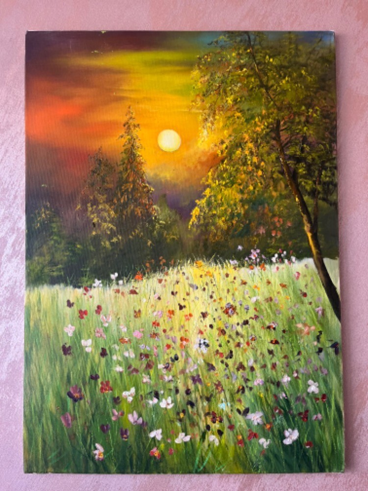Painter, original gel made, canvas forest, oil painting, handmade, Olejova Malba
