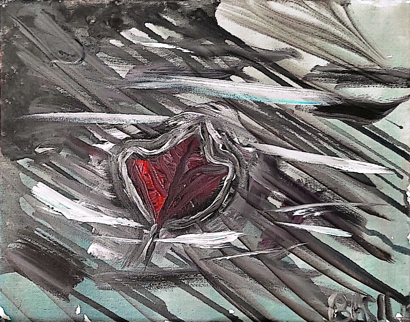 Leaf Adrift Abstract Expressionist Original Painting Canvas 11×14