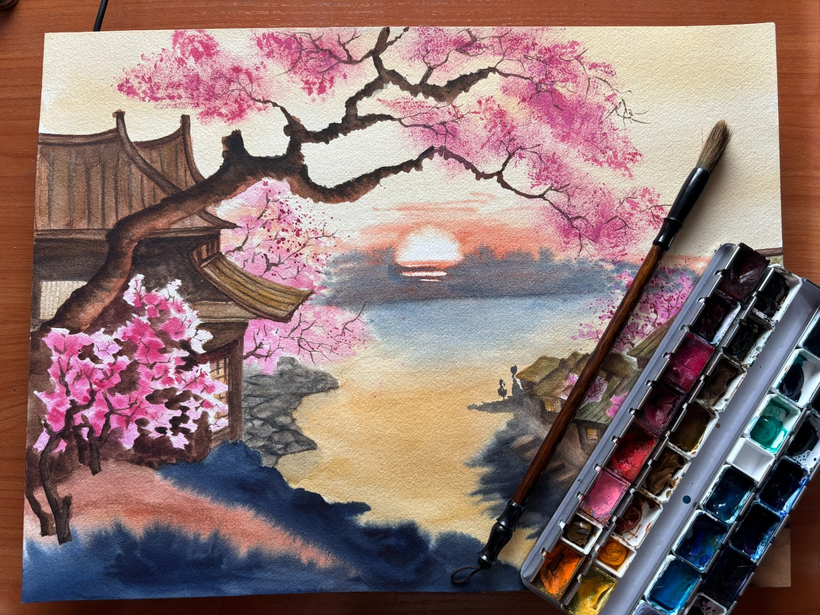 Chinese Original Watercolor Paintin Landscape Art Home Decor 12*16 Oriental Art