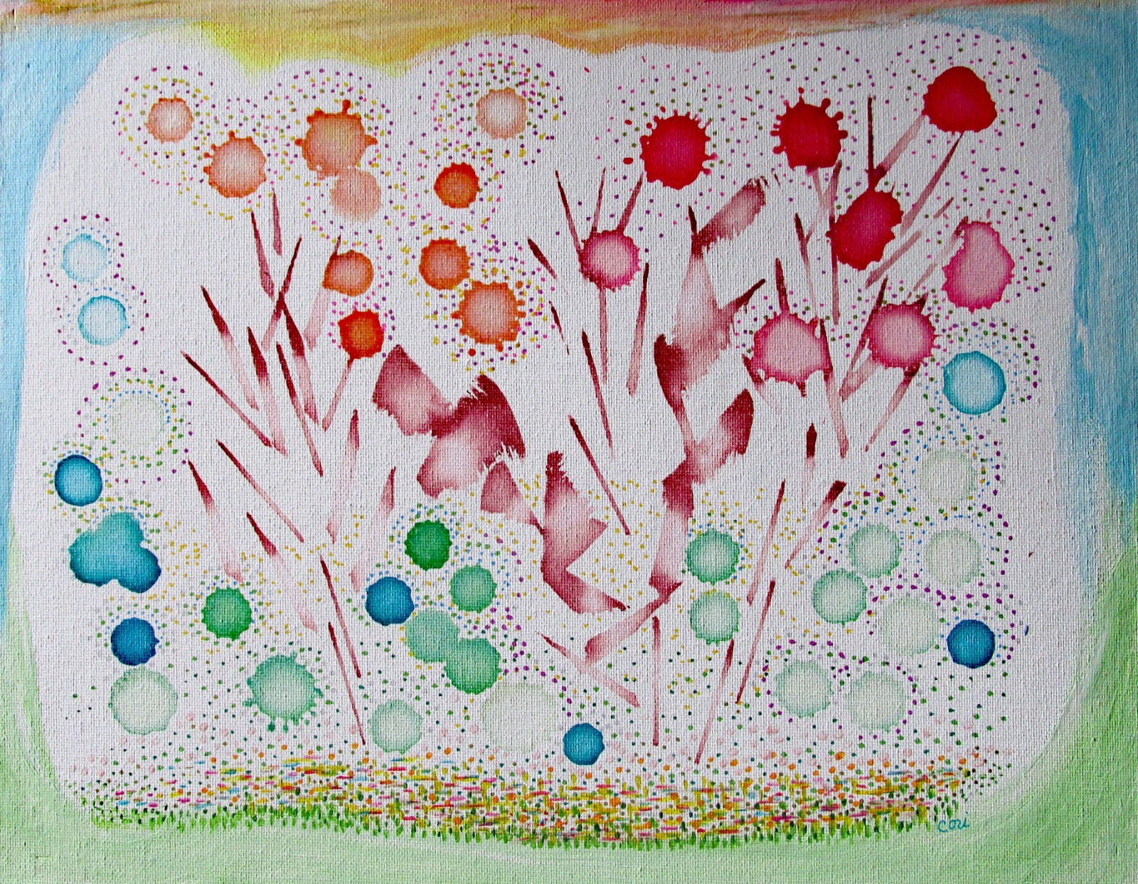 Original 14 x 11 inch acrylic on canvas board: «Floral Pop», unframed