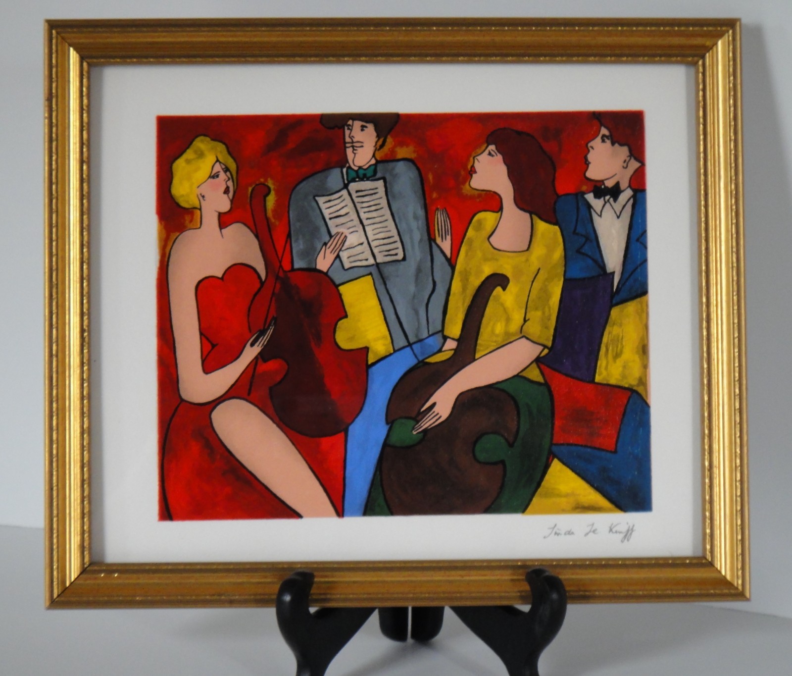 Signed/Framed “Double” Serigraph by French Artist Linda Le Kniff (COA)