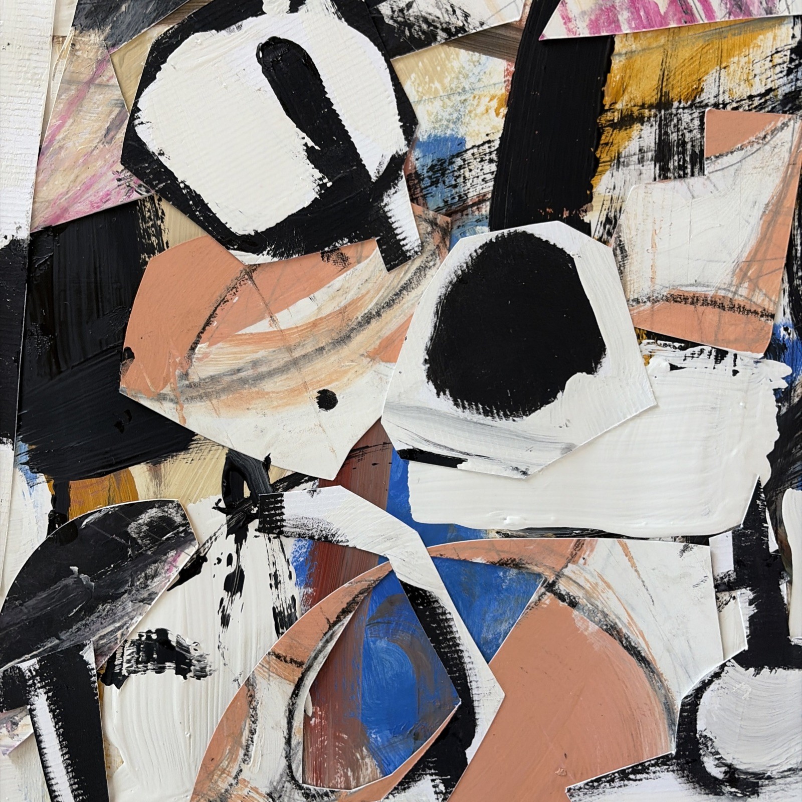 Beto Mejia Original Modernist Abstract Expressionist Art Painting Collage