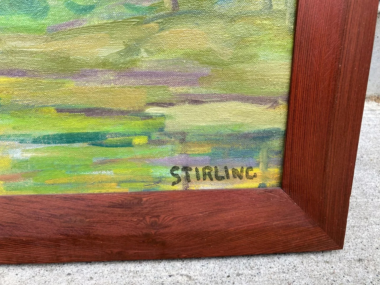 David Stirling 1941 «Autumn Pool» Signed Oil Painting Estes Park, Colorado