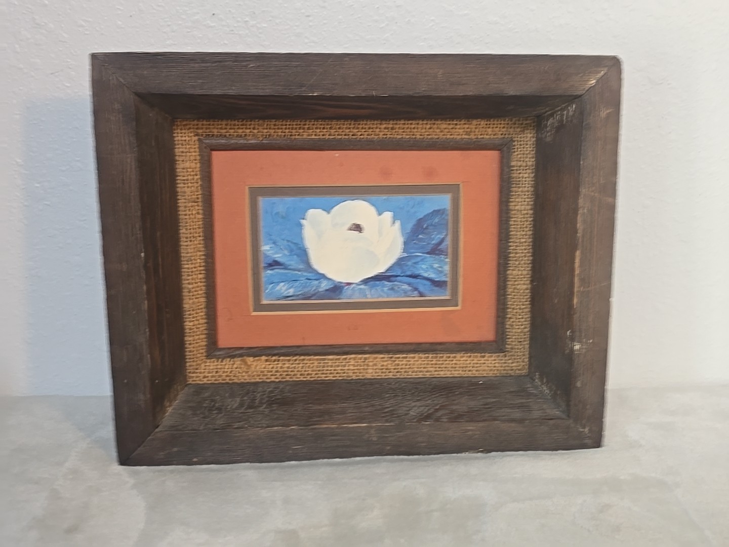Artist Signed Floral Painting In Unique Frame Made In Sonora Mexico