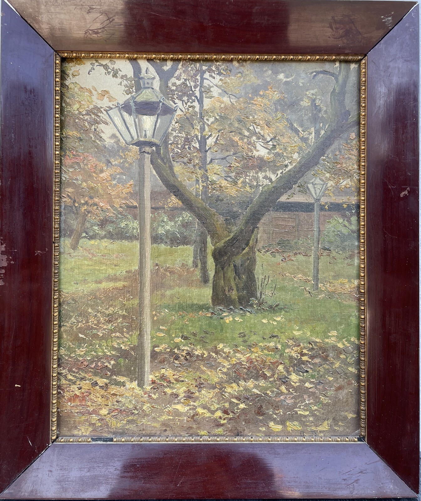 Impressionist Autumn Park Landscape Trees Lanterns Berlin Schöneberg