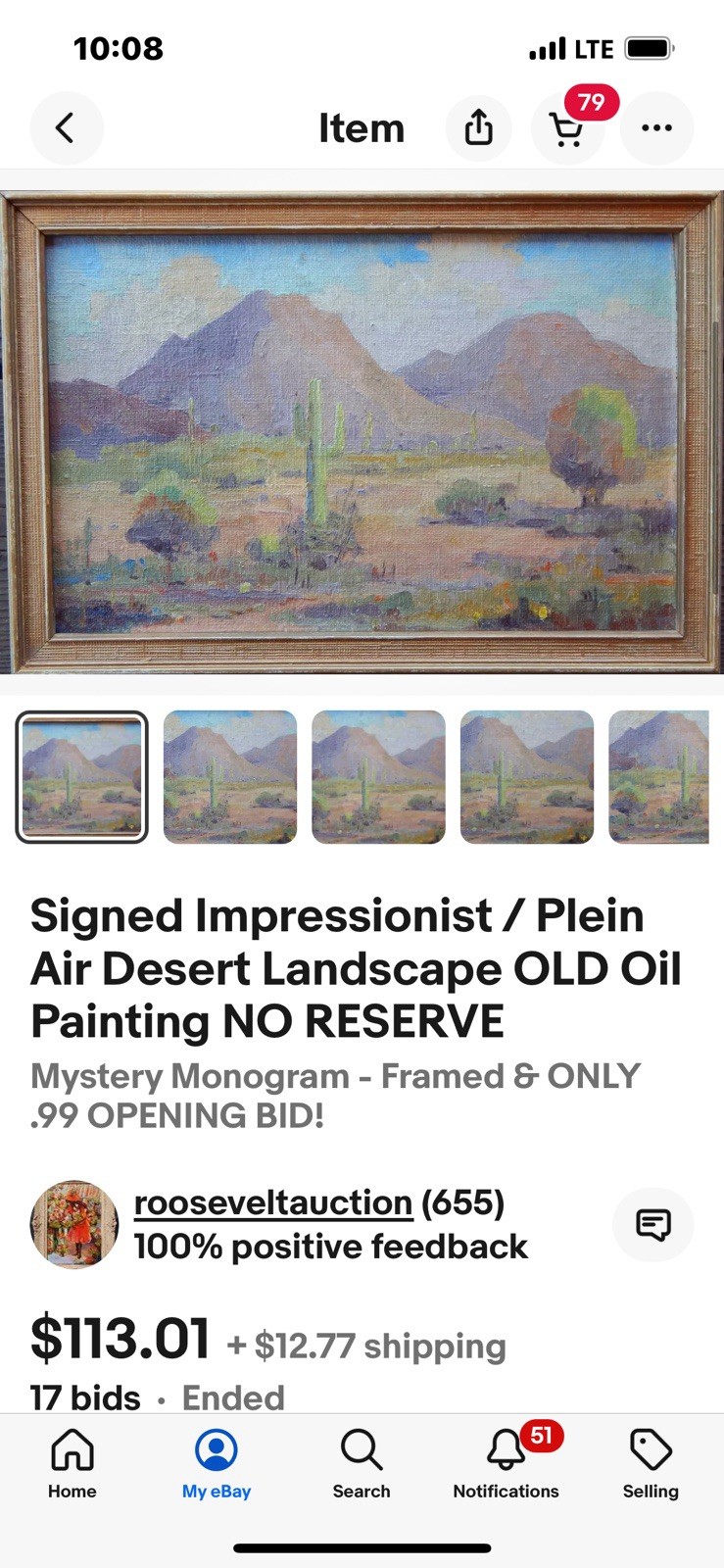 Pics Don’t Do Justice / Antique Plein Air Desert Landscape / 9.25×11.25”/ Framed