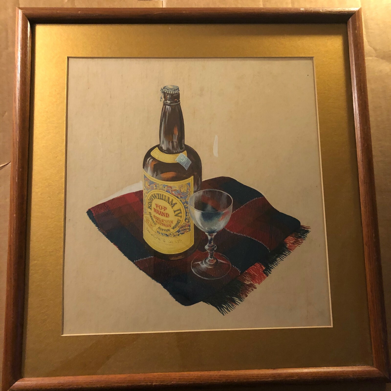 Rare Old Original Advertising Illustration Art Painting King William Whiskey