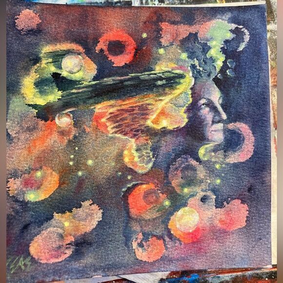 Original Outer Space Painting Angel Art spiritual surrealism artwork Woman USA
