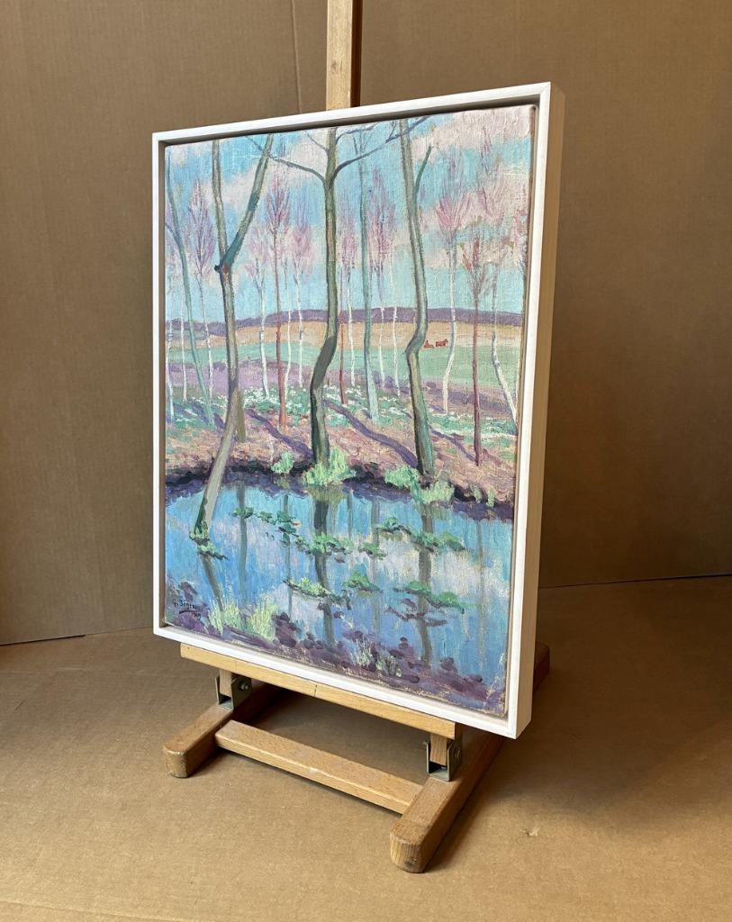 Gunnar Börjeson. Swedish Spring Woodland with Reflections. Dated 1919. COA