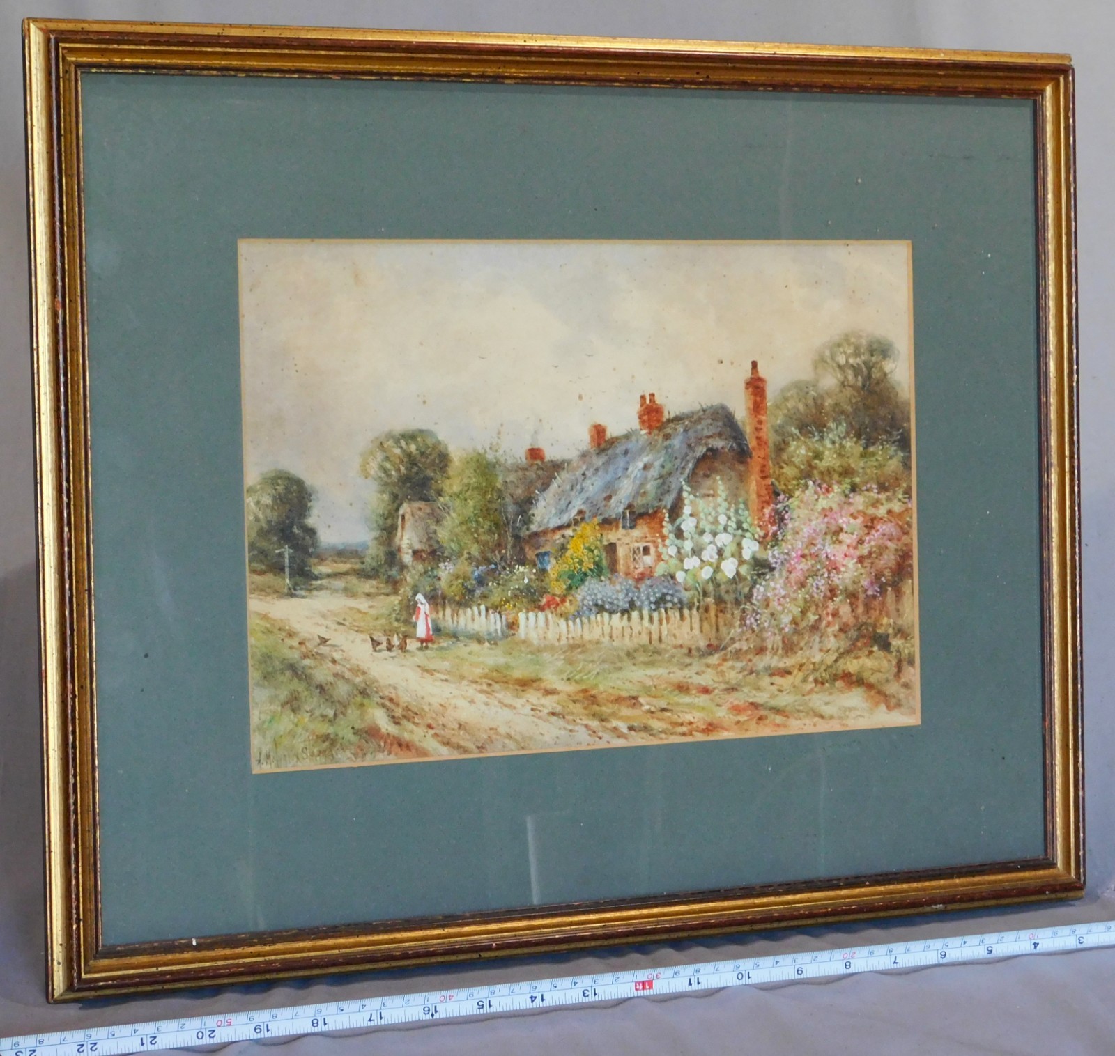 Antique Watercolor Landscape Alexander Molyneux Stannard Cottage c1925 Original