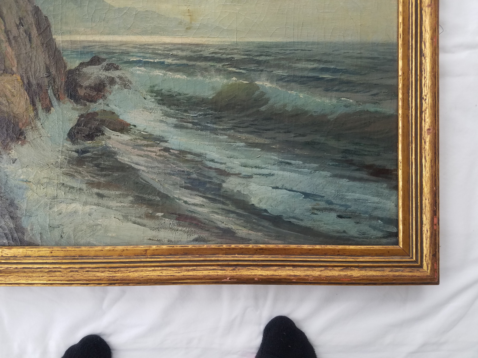 Original Raffaele Giannetti (Italy 1832-1916) O/C Seascape