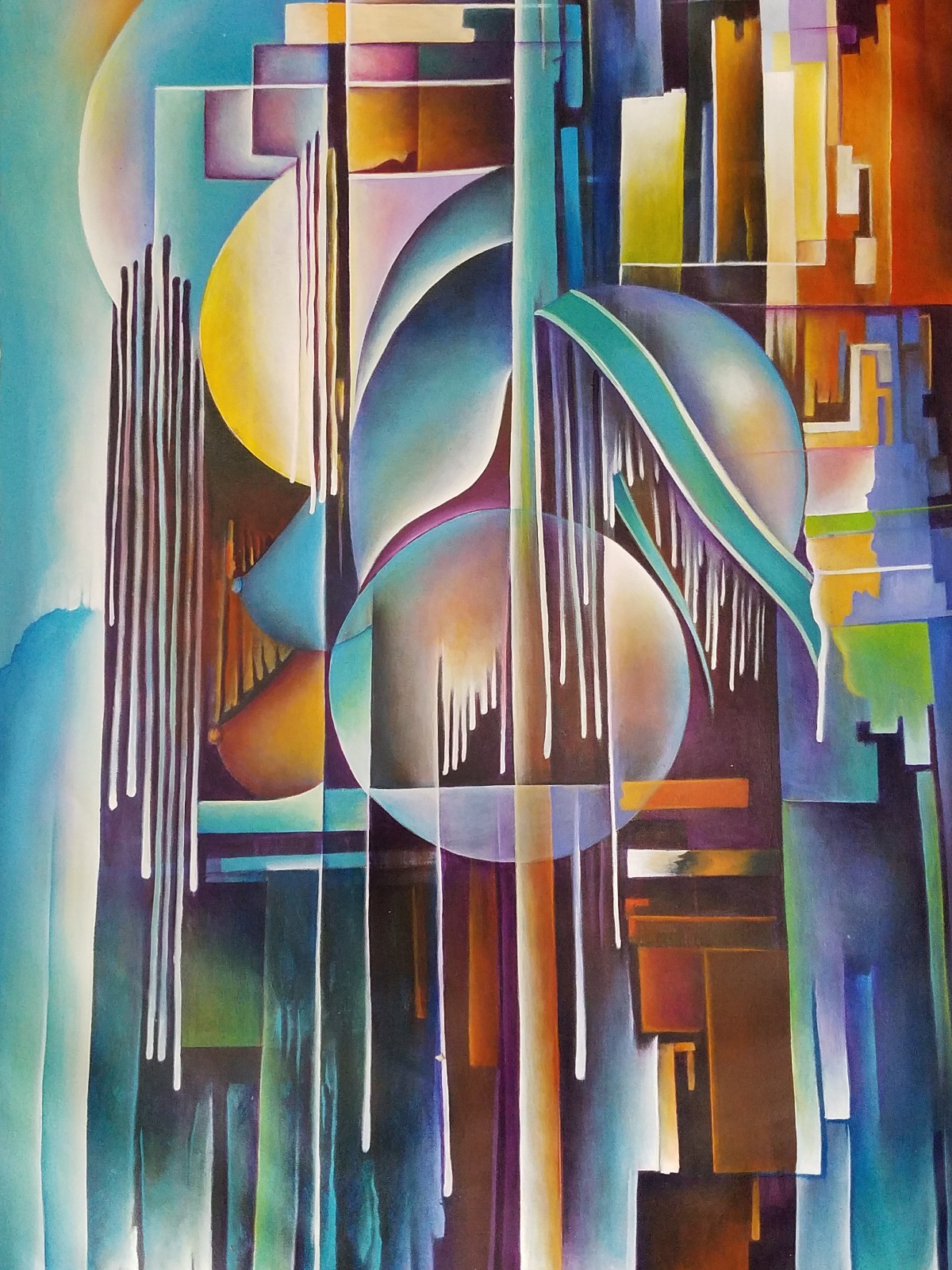 Nelson – Haitian Art, Carribean art, Painting 37×26 Shades of Blue