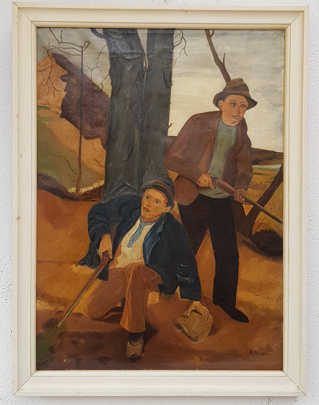 No: 201 Interesting Oil Painting Artwork with Frame Forest Signed People