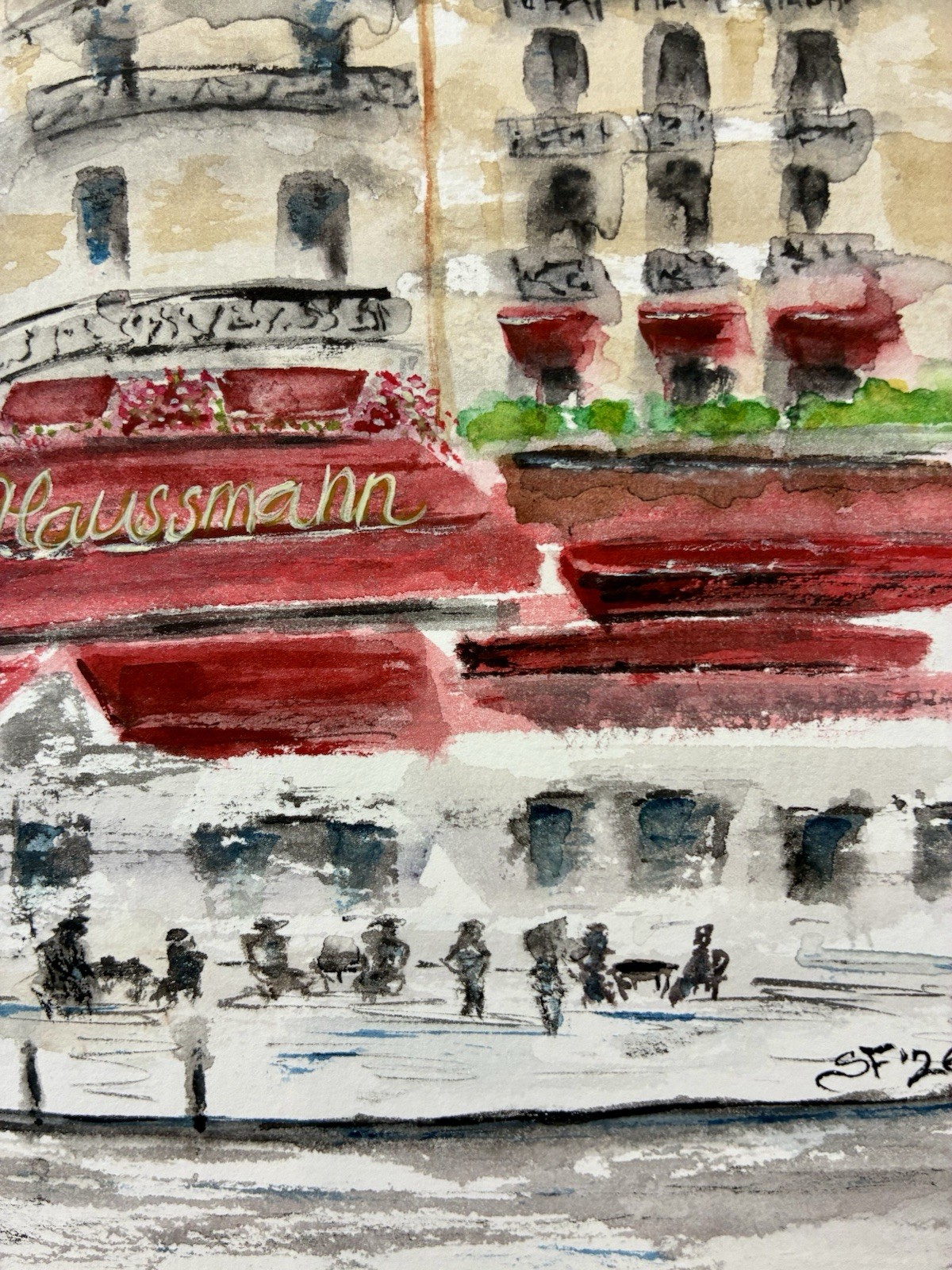Original Watercolor Paris Cafe Signed! 6×8 New! NOT A PRINT! Impressionist