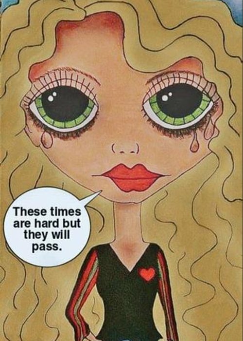 Times hard will pass Big Eyes Girl Boho Orig Design Art Cards 5 x 7 Box of 10