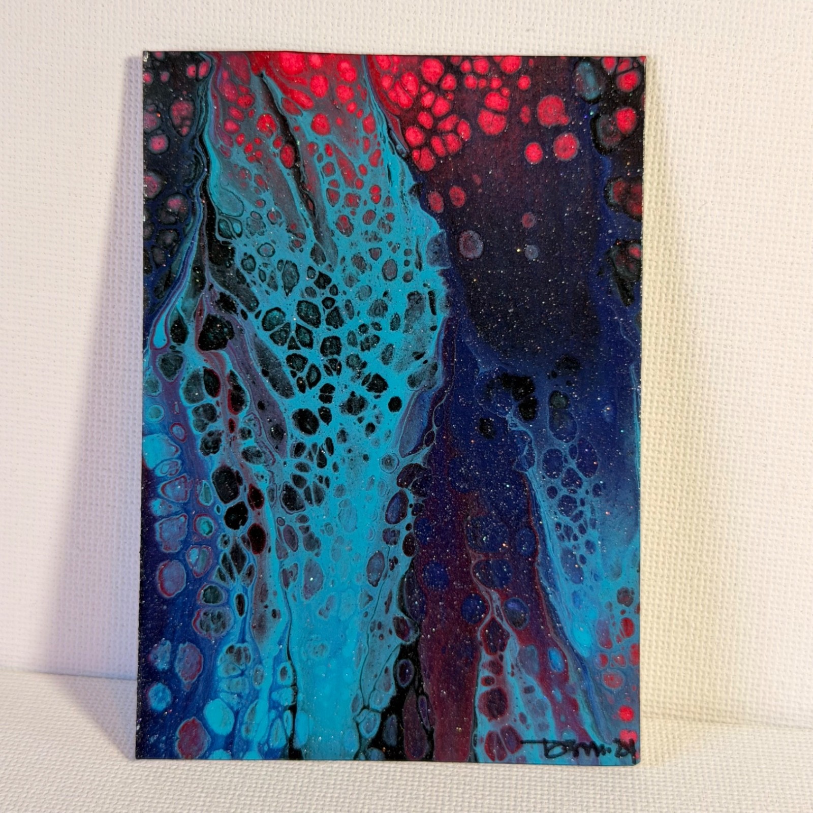 1 ACEO 2.5 x 3.5 Acrylic Abstract Paintings On Watercolor Paper