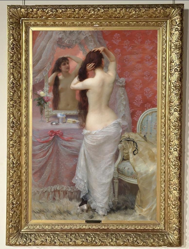 Handmade Old Master-Art Antique Oil Painting female nude girl on canvas 24X36″