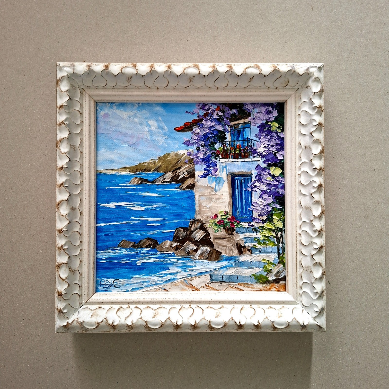 Portugal Impasto Oil Painting: Algarve Original Portuguese Cityscape Unframed