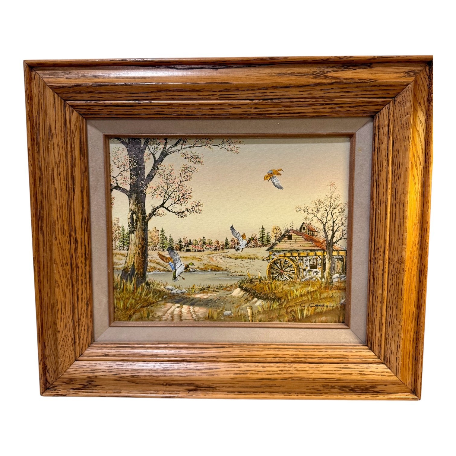 Original Oil Painting by C. Carson Americana Wildlife Series Ducks and Birds COA