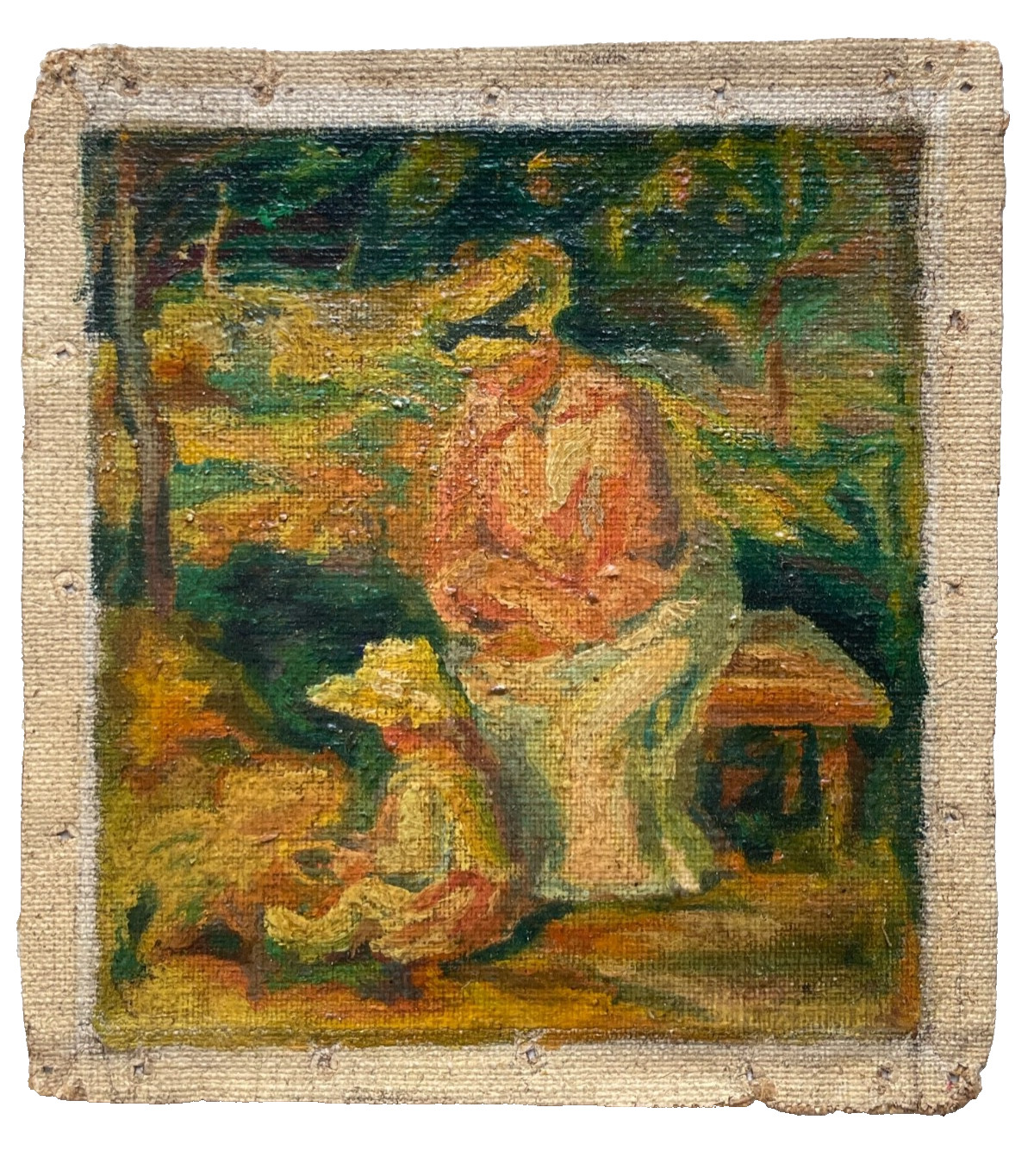 RENOIR Original French Impressionist – Antique Oil Canvas 1903’s – Woman & Child