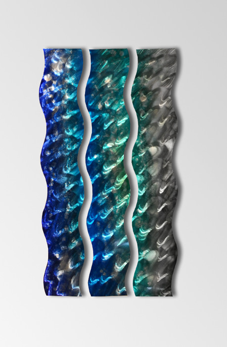 Ocean Design Modern Art Decor Metal Wall Art Panels «Aqua Curves» Aluminum
