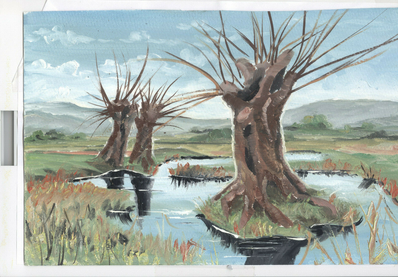 Original Rateitzak 1A Fine Art Collectable Oil Painting Fantasy Willow Landscape