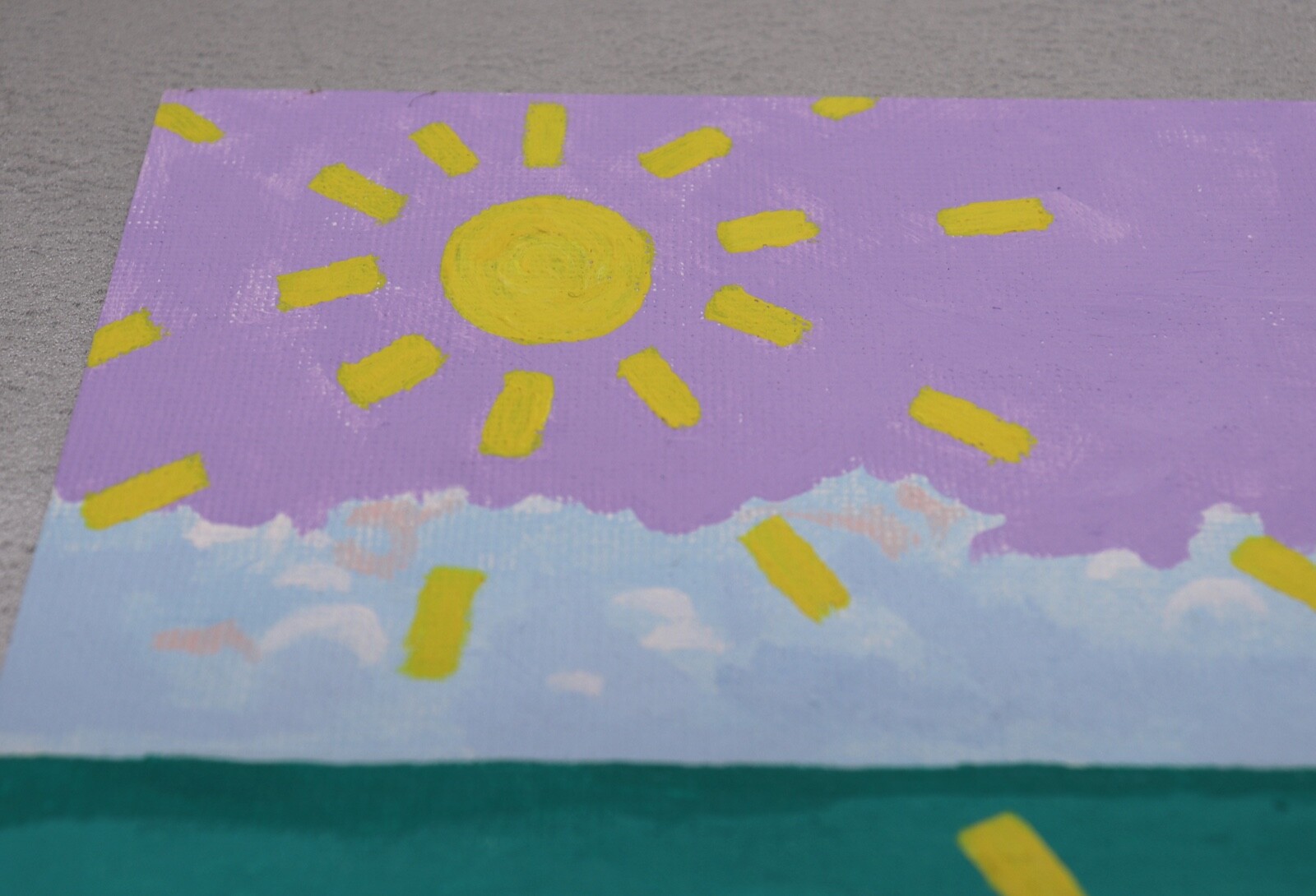 Minimalist Landscape Seascape Acrylic Painting «Sunrise 2″ Signed CohAn 8″ x 10»