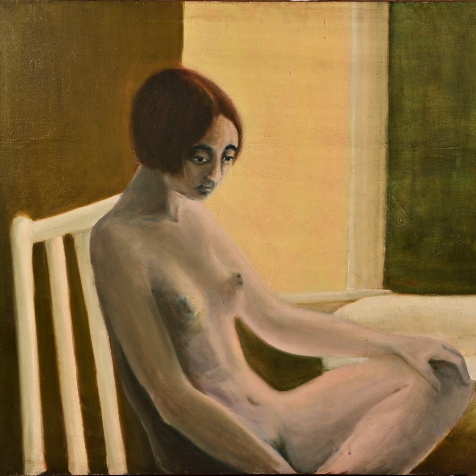 FREDERICK SPRAGUE Original Vintage Signed Female Woman Sitting Portrait Painting