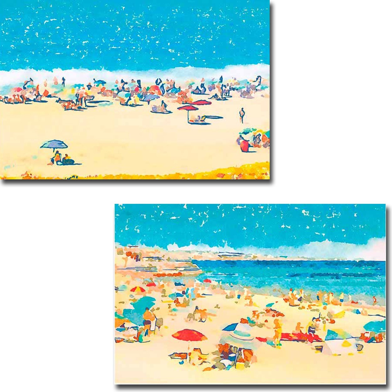 Beach Days by Irena Orlov 2-pc Canvas Giclee Art Set (24 in x 36 in each)