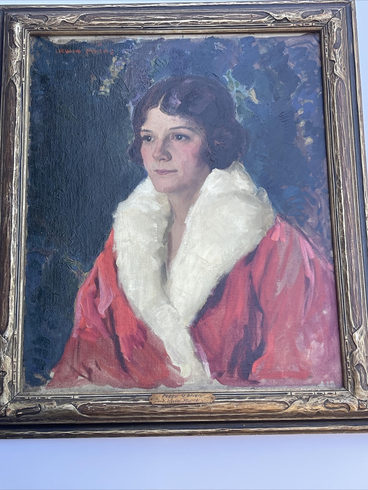 ANTIQUE PORTRAIT PAINTING FEMALE PRETTY WOMAN MODEL ART DECO IRWIN MYERS LISTED
