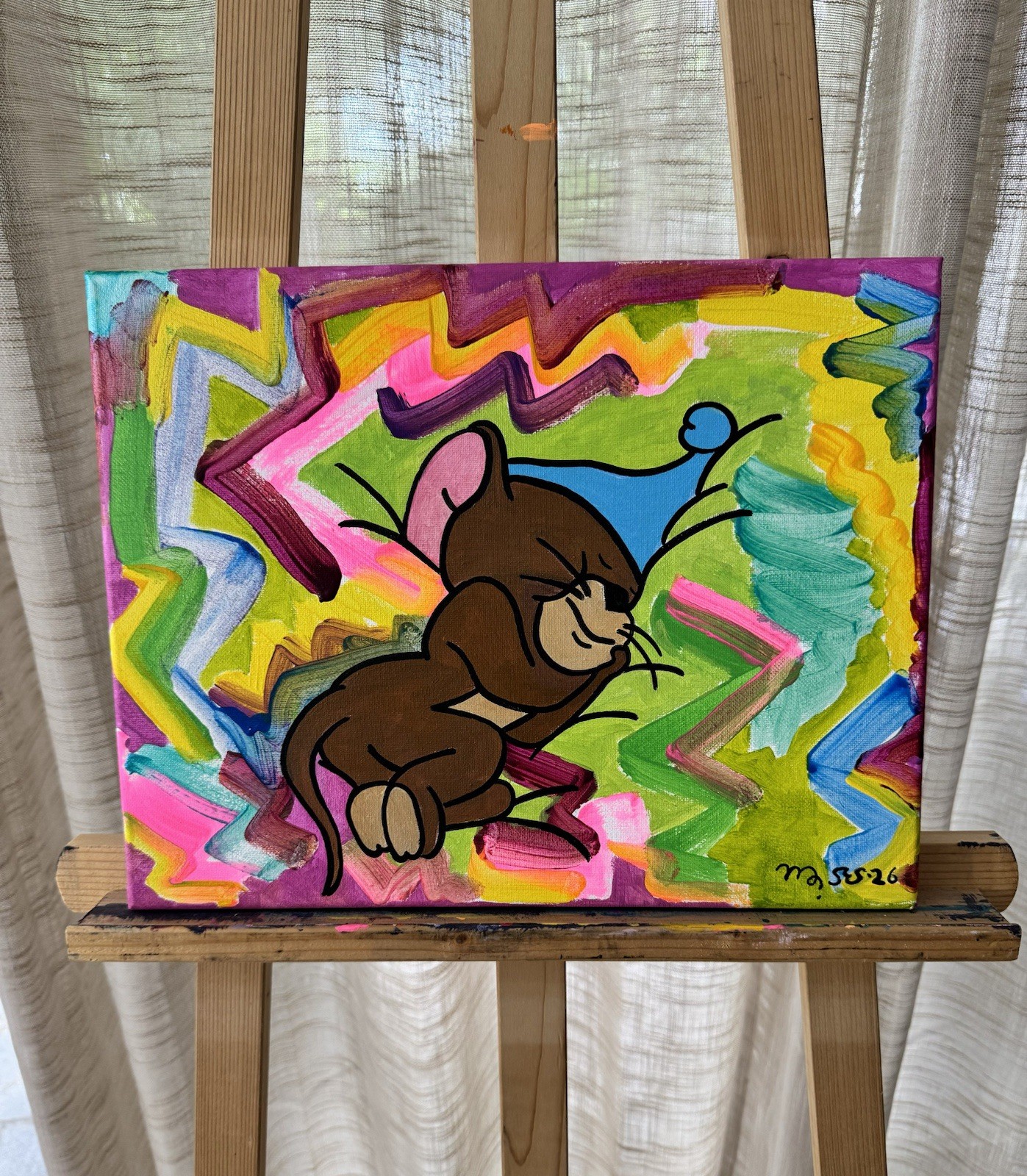 CatDaddyDollars Original Pop Art Acrylic Painting Tom And Jerry 11×14 inches