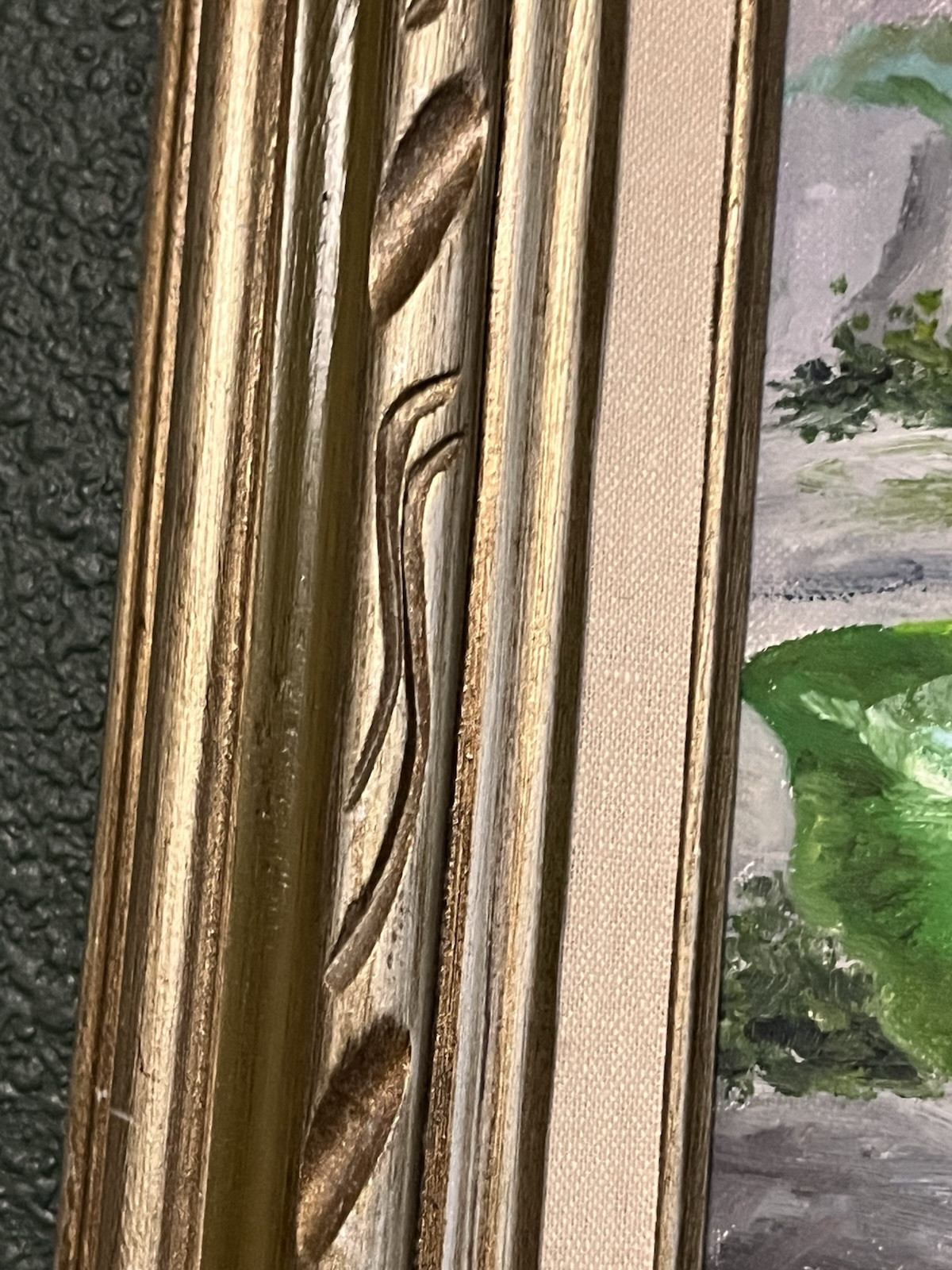 Original Painted Lilly Flowers ￼On Canvas Stunning Wood Frame 21.5×18”