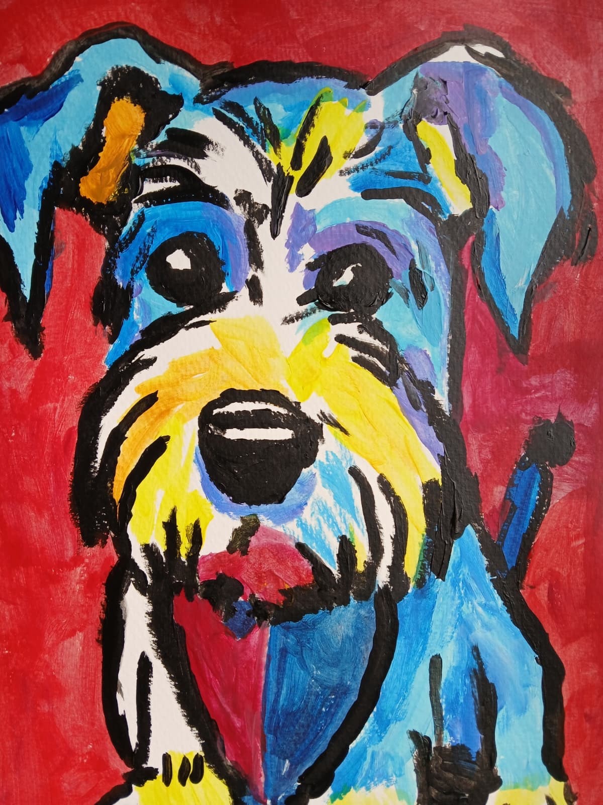 Abstract/Expressionism 11×14 Cute Pup One of a Kind Colorful Street Art Painting
