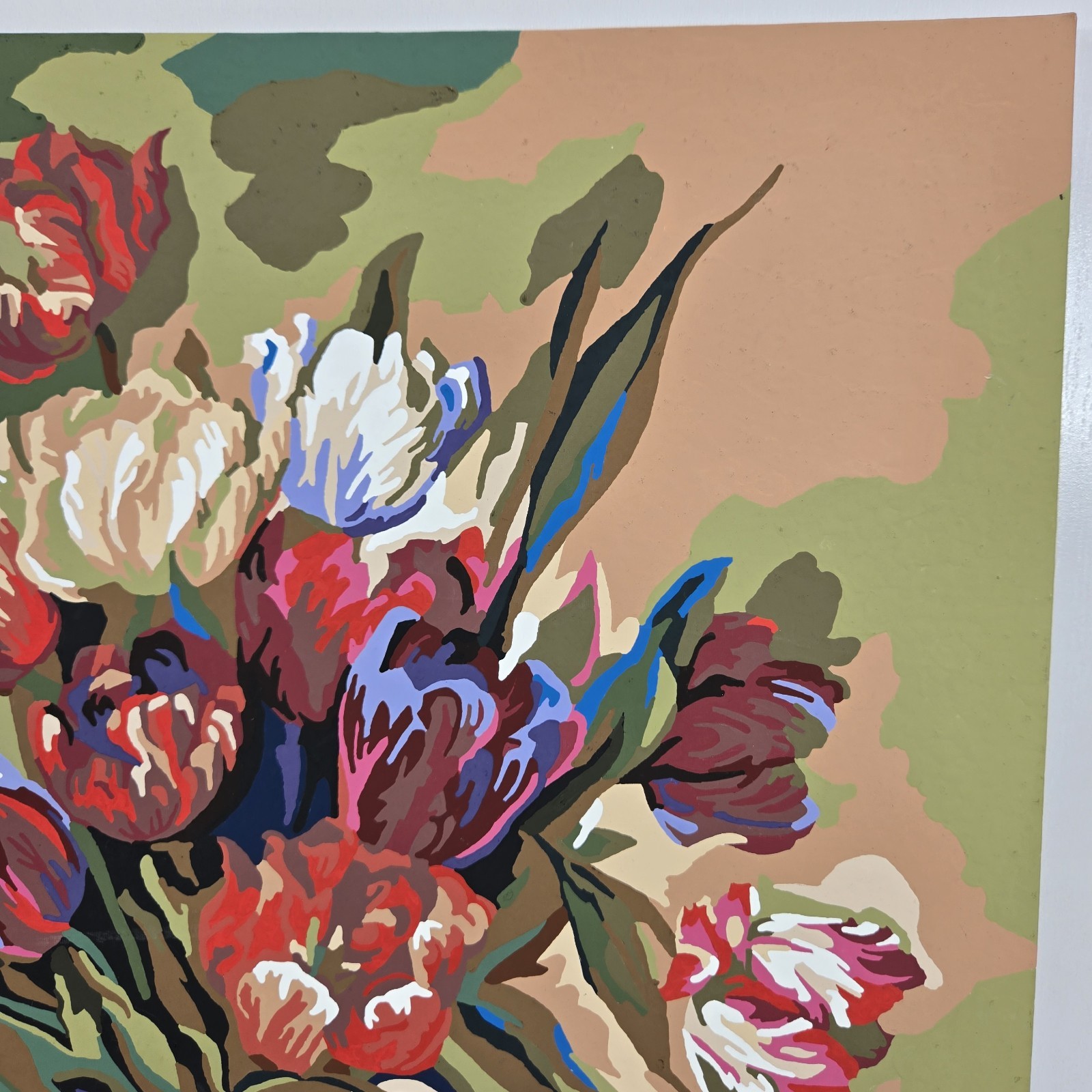 Tulips On Parade Finished Acrylic Painting Paint By Number 16×20 Still Life