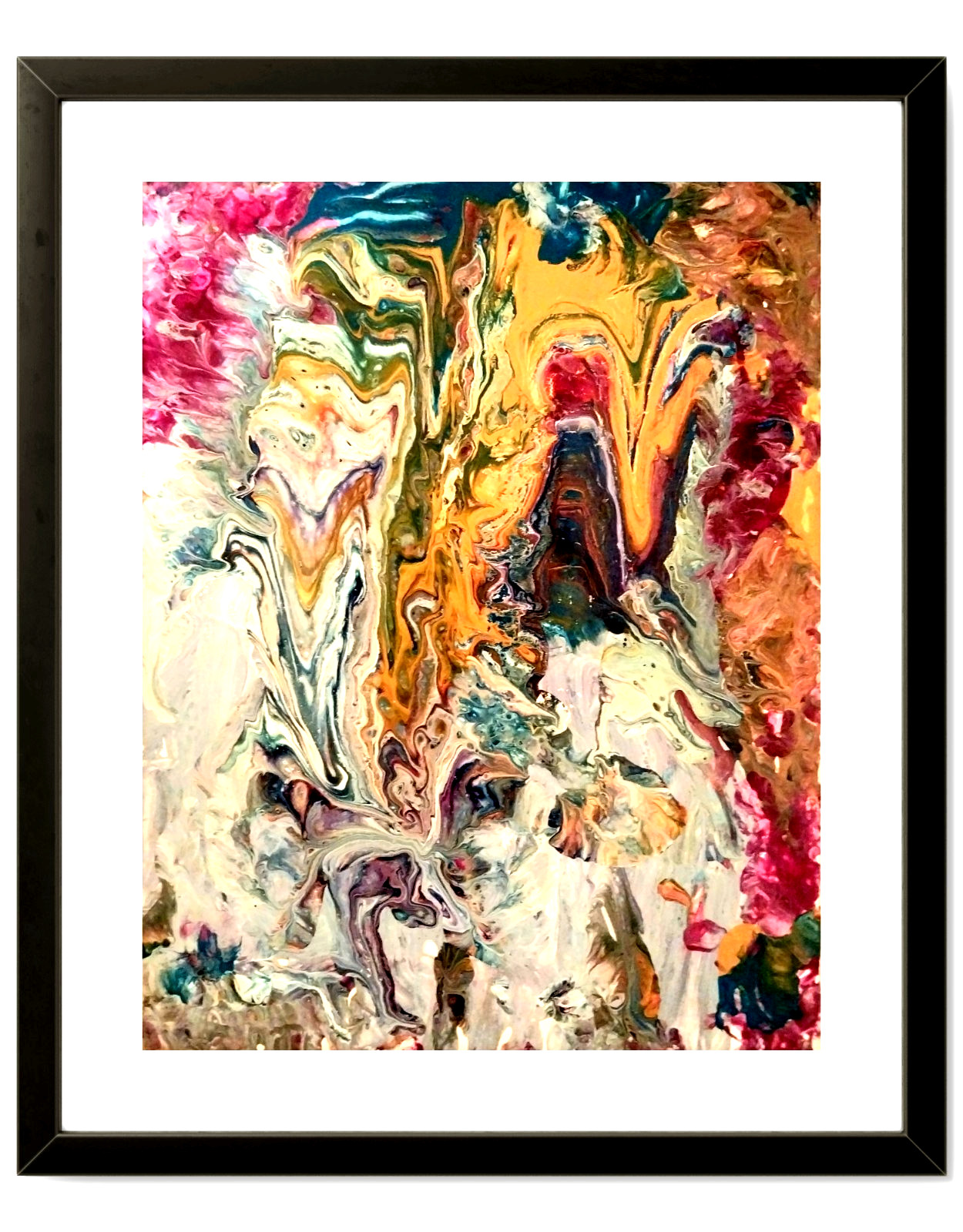 Original Colorful Modern Abstract Signed Acrylic Pour Painting COA Paper BACH