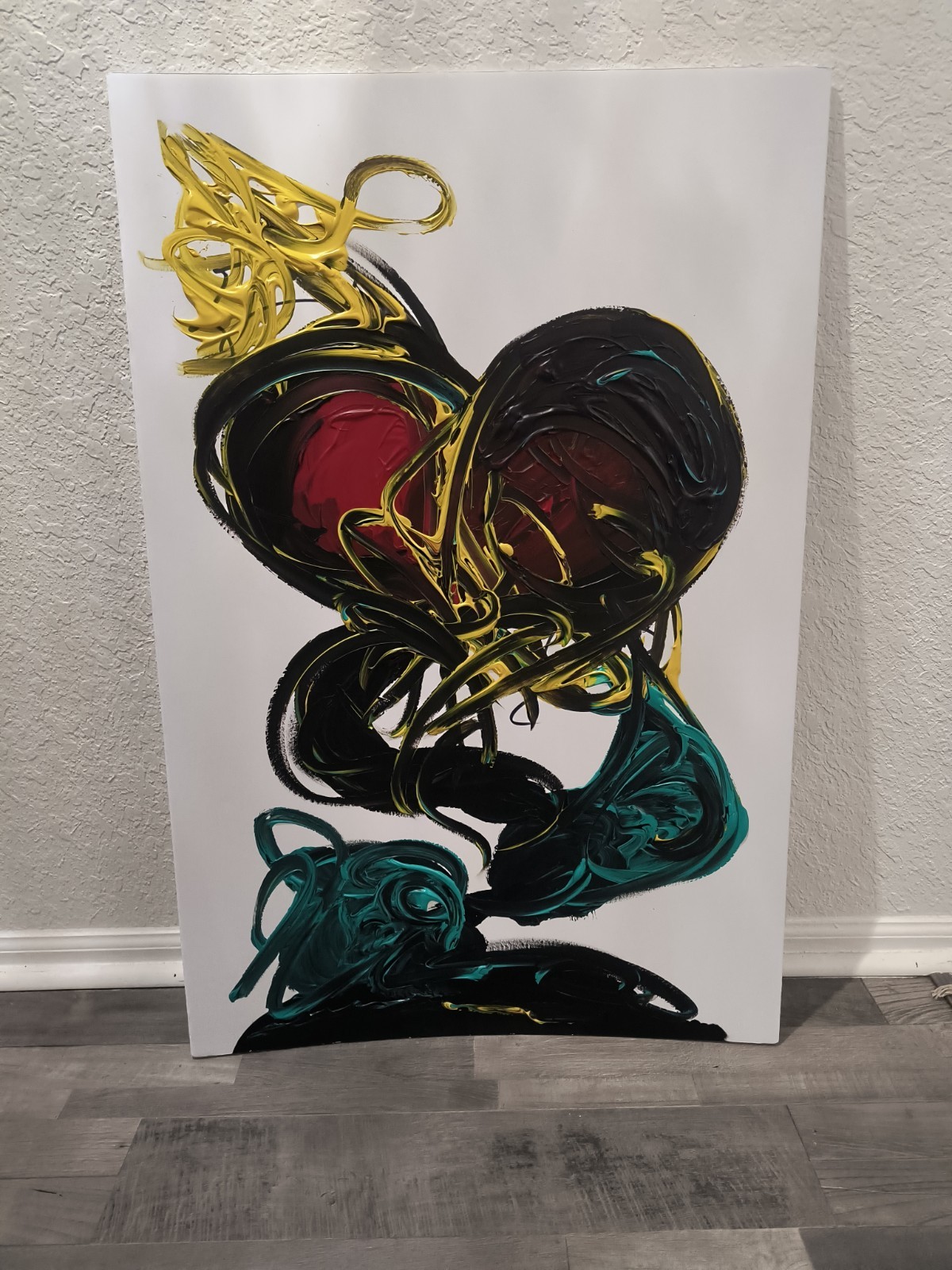 Trey Coppland, Heart’s in the Wind Abstract Heart Acrylic, 24+36 in 2026, Signed