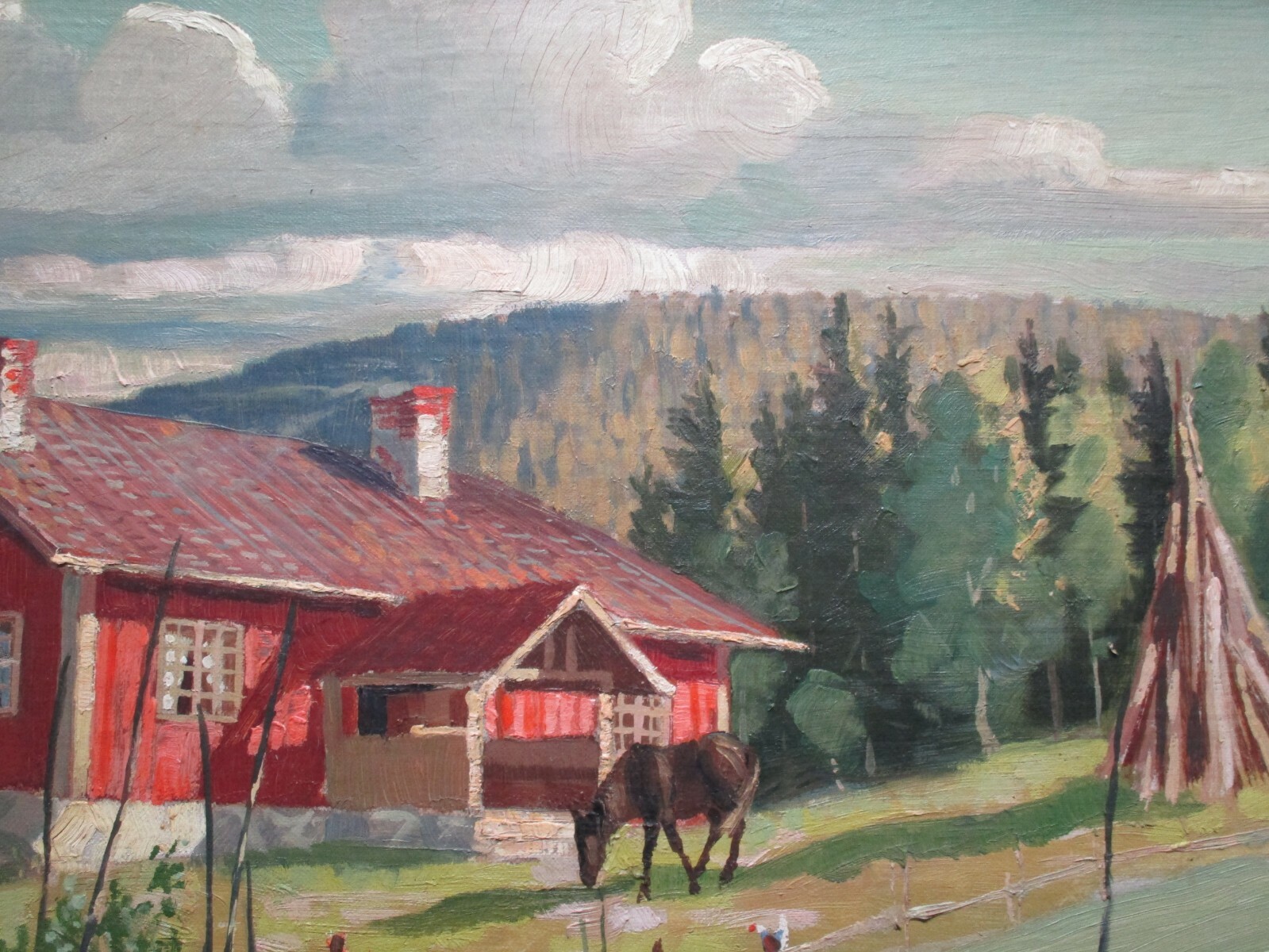 ANTIQUE 19TH TO 20TH CENTURY OIL PAINTING 1903 LANDSCAPE WITH GIRL AND HORSE OLD