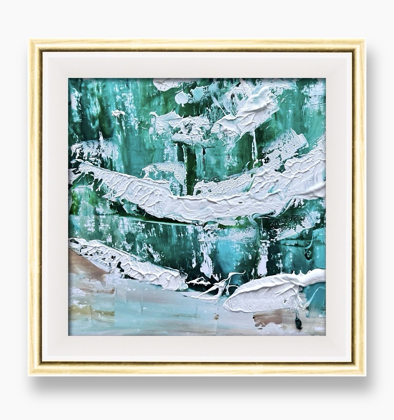 Miami Beach Vibes Abstract Ocean Texture Painting Framed Original Coastal Decor