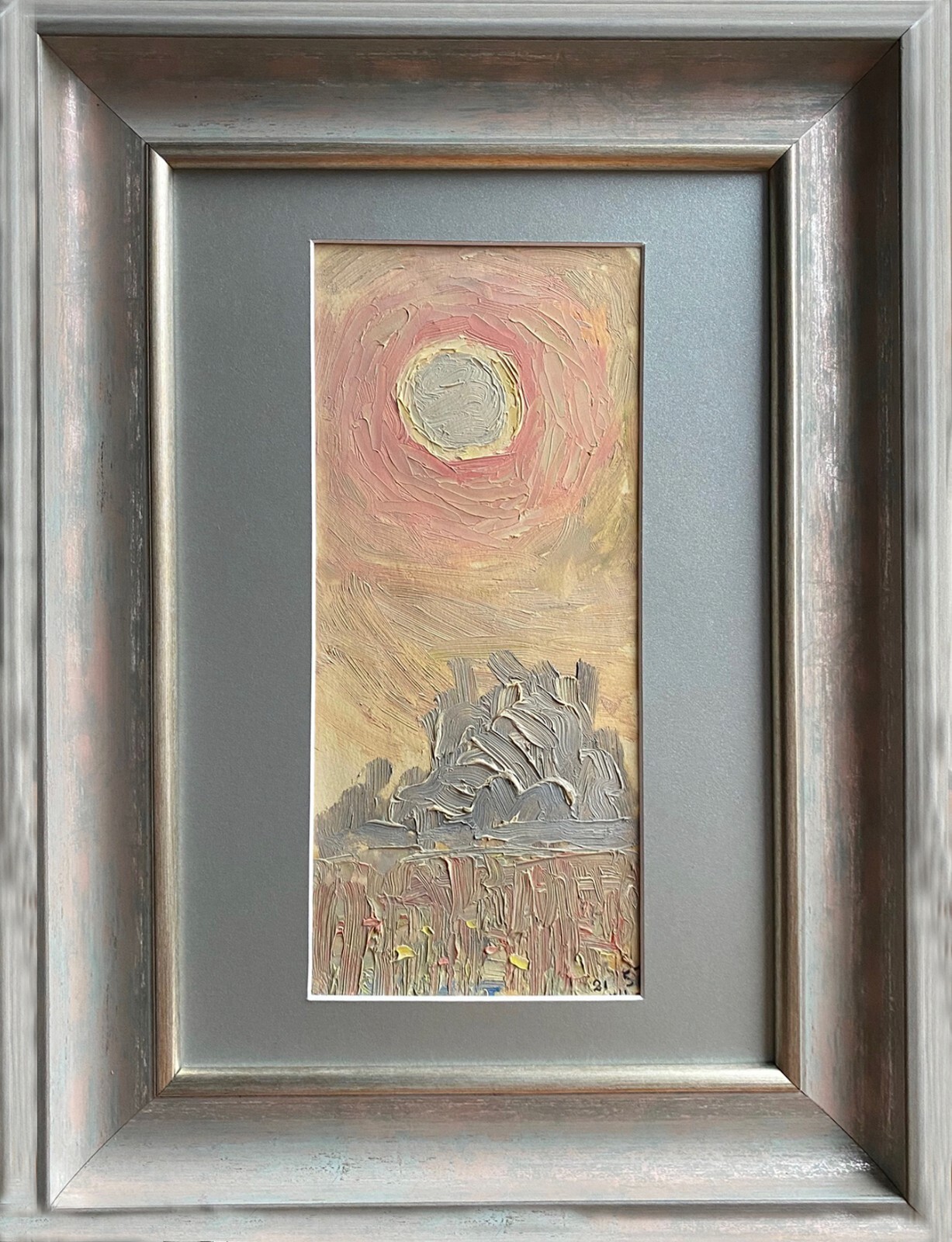 Winter landscape the sun Christmas vintage 1957 Ukrainian artist Tkachenko Evg